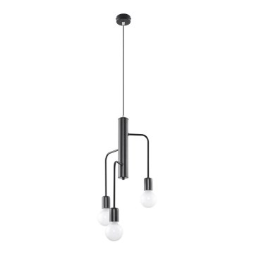 Kattokruunu narulla DUOMO 3M 3xE27/60W/230V musta