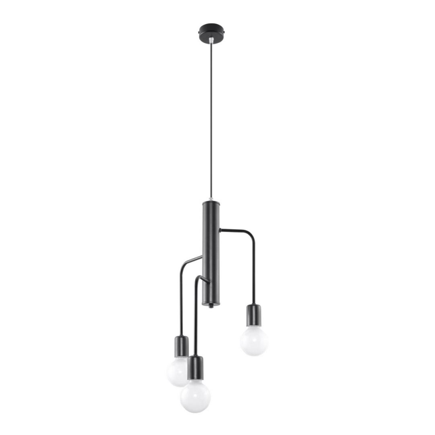 Kattokruunu narulla DUOMO 3M 3xE27/60W/230V musta