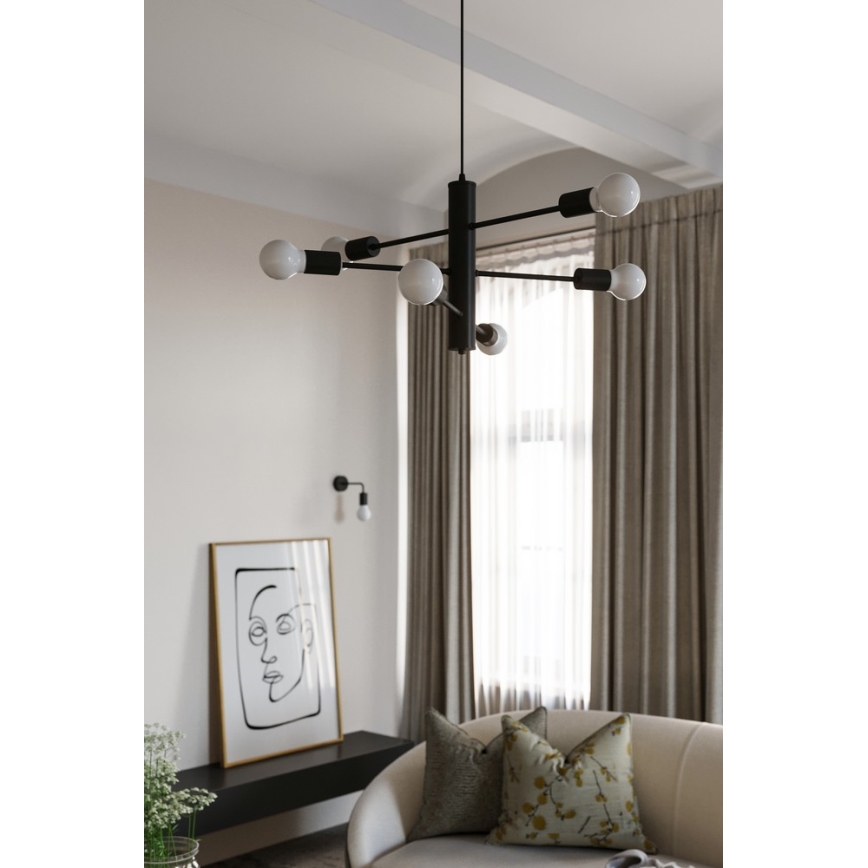 Kattokruunu narulla DUOMO 3M 3xE27/60W/230V musta
