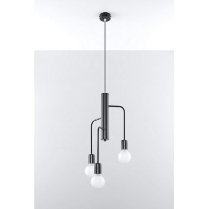 Kattokruunu narulla DUOMO 3M 3xE27/60W/230V musta
