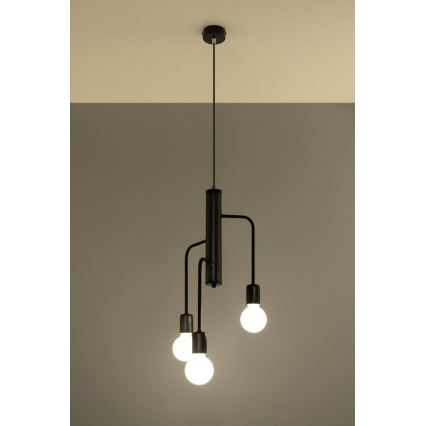 Kattokruunu narulla DUOMO 3M 3xE27/60W/230V musta