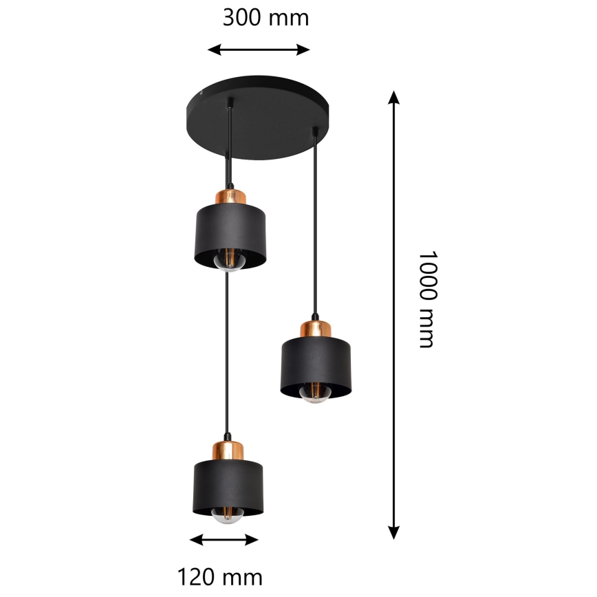 Kattokruunu narulla EDISON 3xE27/15W/230V