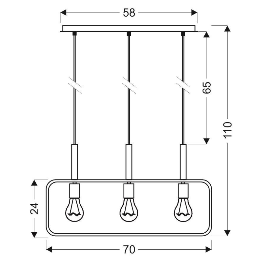 Kattokruunu narulla FRAME 3xE27/60W/230V musta