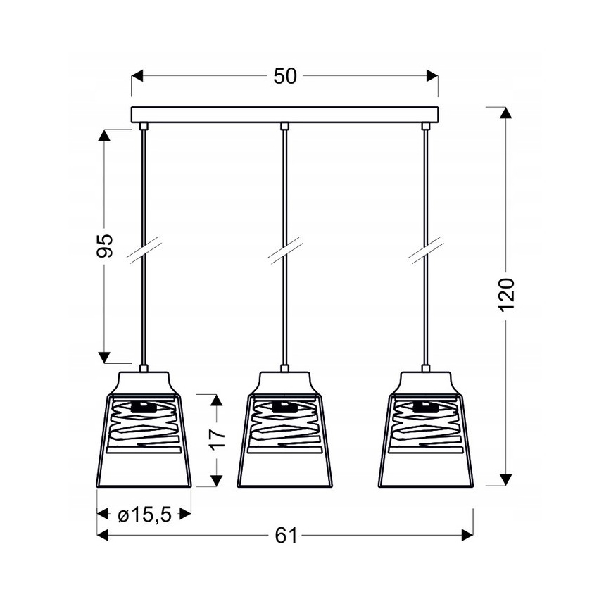 Kattokruunu narulla FRESNO 3xE27/60W/230V