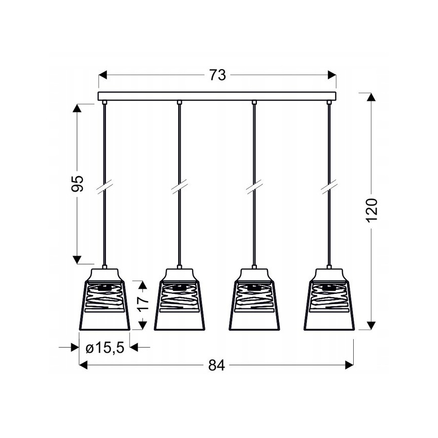 Kattokruunu narulla FRESNO 4xE27/60W/230V