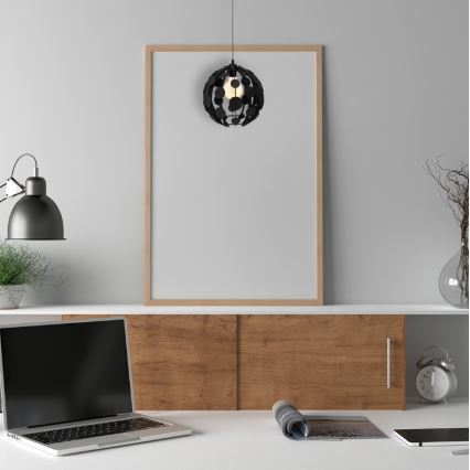 Kattokruunu narulla GAIA 1xE27/60W/230V musta halkaisija 18 cm