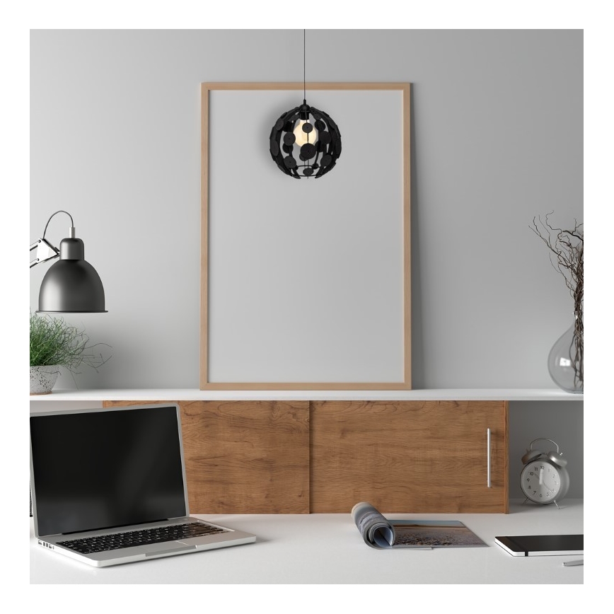 Kattokruunu narulla GAIA 1xE27/60W/230V musta halkaisija 18 cm