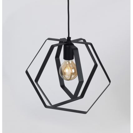 Kattokruunu narulla HEXAGON 3xE27/60W/230V musta
