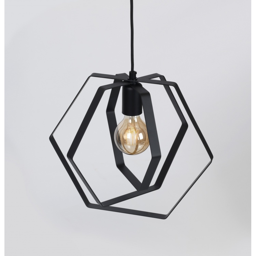 Kattokruunu narulla HEXAGON 3xE27/60W/230V musta