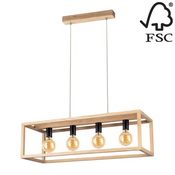 Kattokruunu narulla KAGO 4xE27/60W/230V matta tammi - FSC-sertifioitu