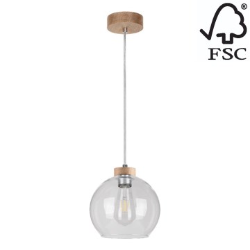 Kattokruunu narulla LAGUNA 1xE27/60W/230V tammi  - FSC-sertifioitu