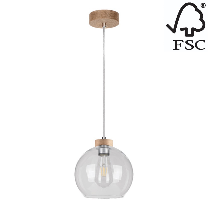 Kattokruunu narulla LAGUNA 1xE27/60W/230V tammi  - FSC-sertifioitu