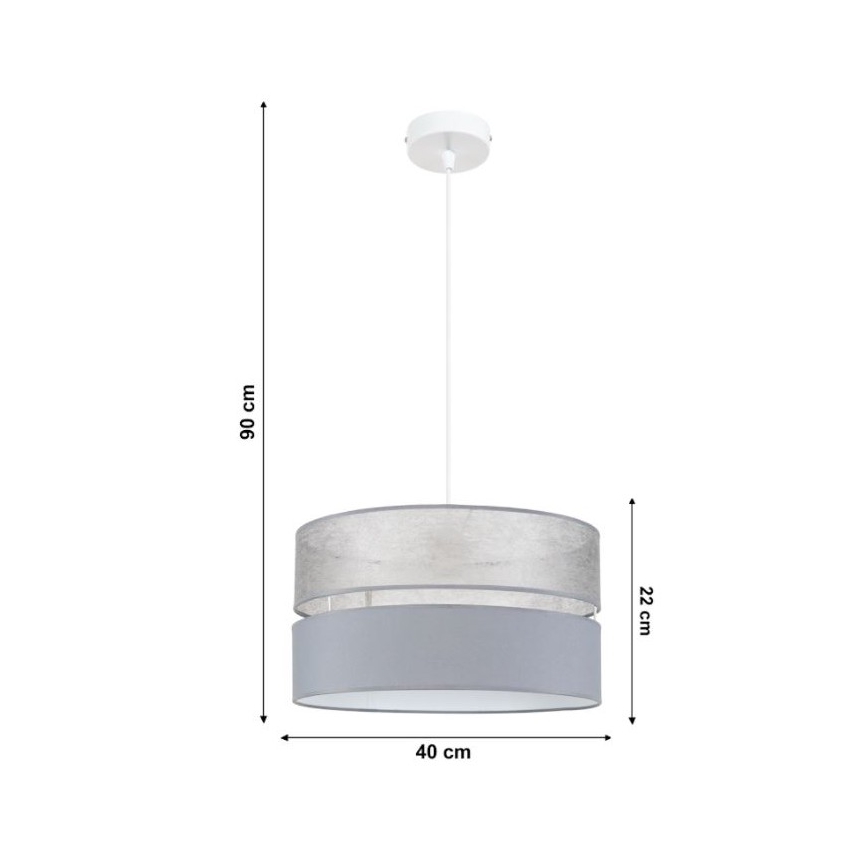 Kattokruunu narulla LIMA 1xE27/60W/230V harmaa