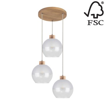 Kattokruunu narulla LINEA 3xE27/60W/230V tammi - FSC-sertifioitu