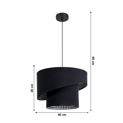 Kattokruunu narulla LORI 1xE27/60W/230V musta