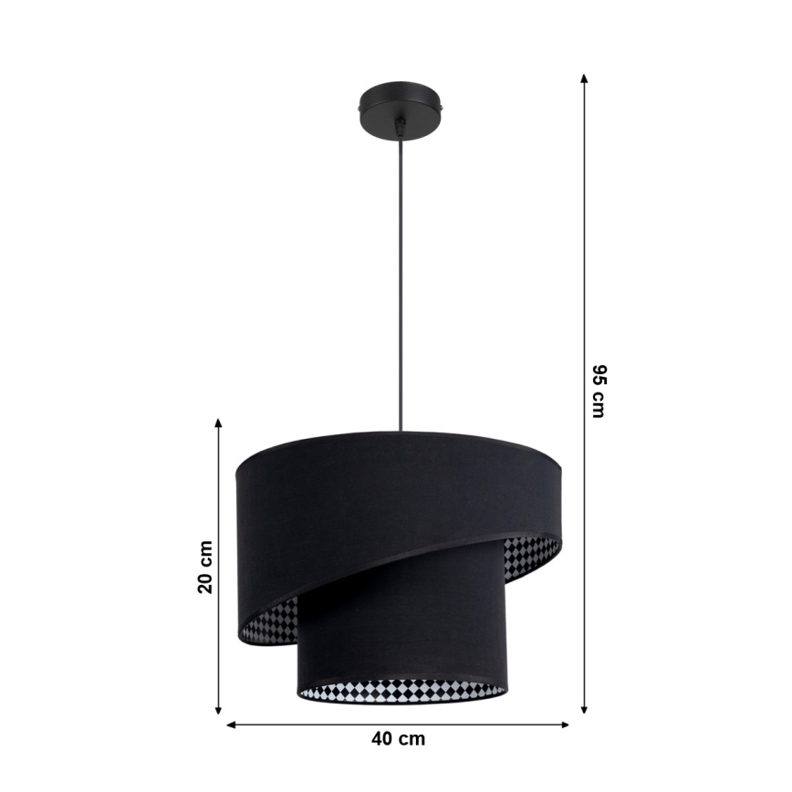 Kattokruunu narulla LORI 1xE27/60W/230V musta