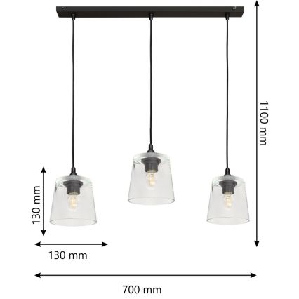 Kattokruunu narulla LUCEA 3xE27/15W/230V