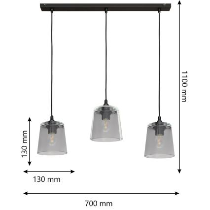 Kattokruunu narulla LUCEA 3xE27/15W/230V