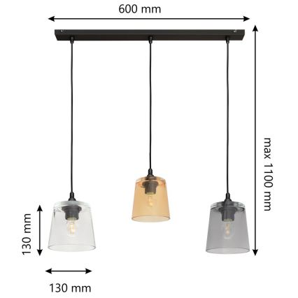 Kattokruunu narulla LUCEA 3xE27/15W/230V