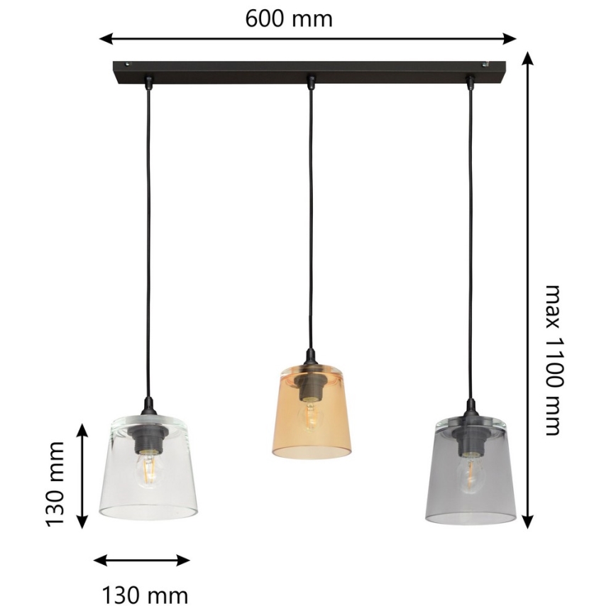 Kattokruunu narulla LUCEA 3xE27/15W/230V