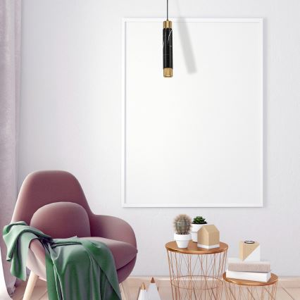 Kattokruunu narulla MARBLE 1xGU10/8W/230V musta/kultainen
