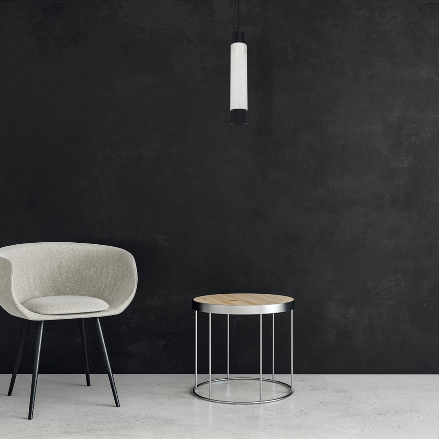 Kattokruunu narulla MARBLE WHITE/BLACK 1xGU10/8W/230V