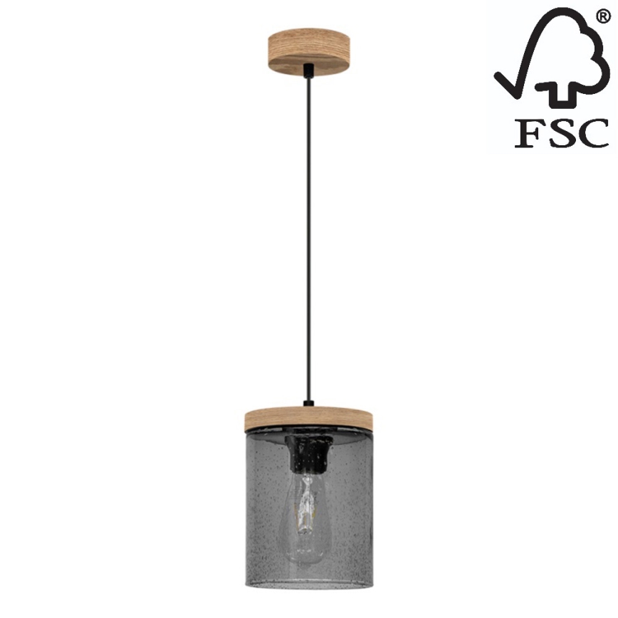 Kattokruunu narulla MONSUN 1xE27/60W/230V mänty  - FSC-sertifioitu