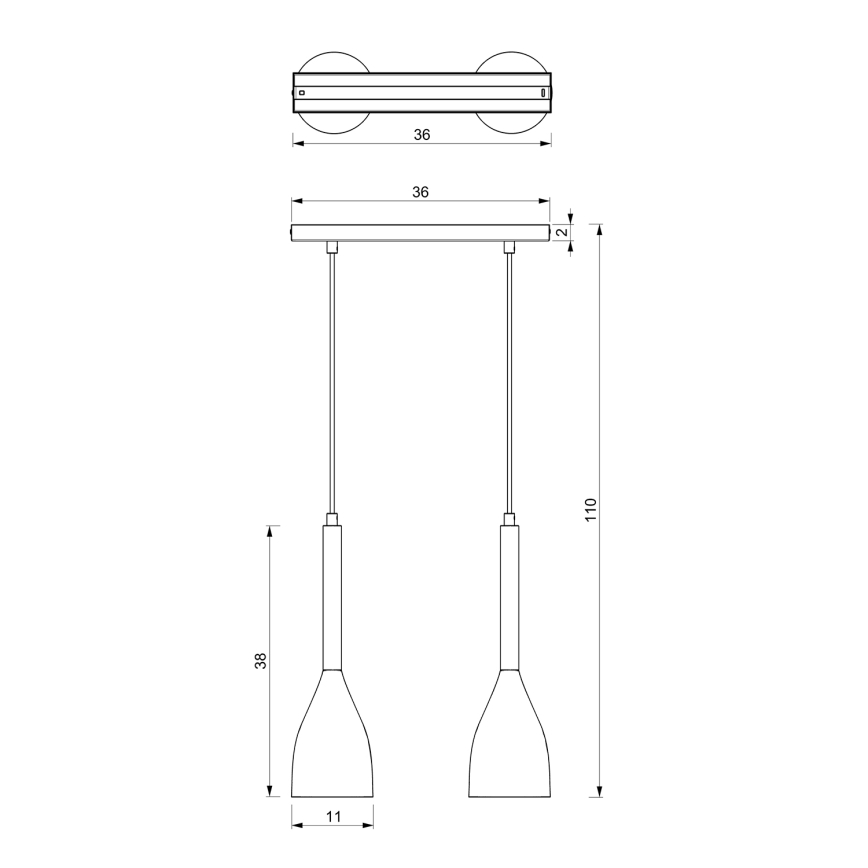 Kattokruunu narulla MUZA 2xE27/60W/230V