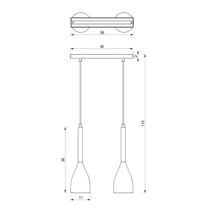 Kattokruunu narulla MUZA 2xE27/60W/230V