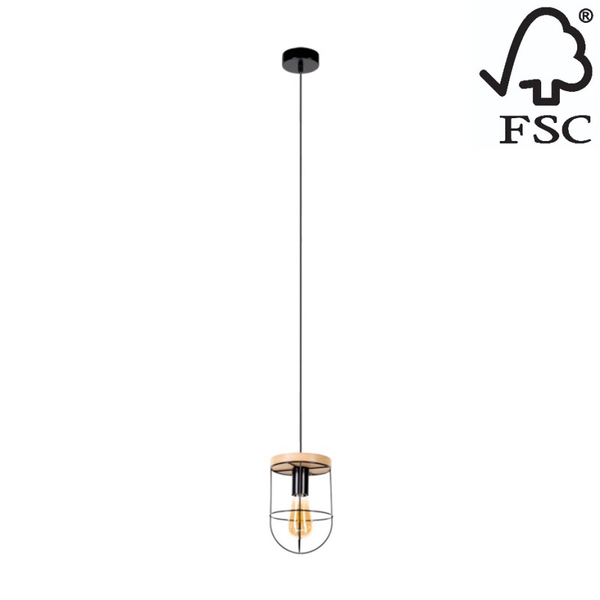 Kattokruunu narulla NETUNO 1xE27/60W/230V tammi  - FSC-sertifioitu