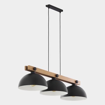 Kattokruunu narulla OSLO 3xE27/60W/230V musta/puu