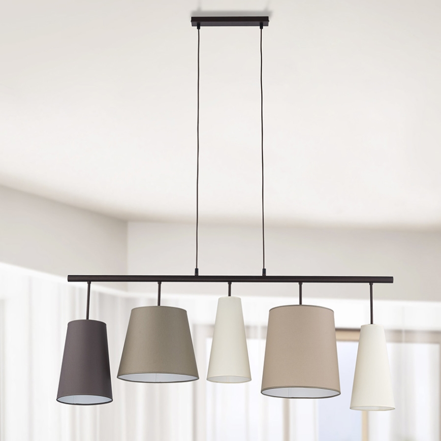 Kattokruunu narulla PEDRO 5xE27/60W/230V beige