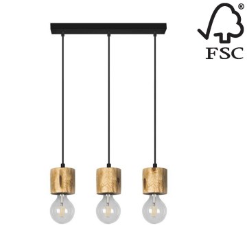 Kattokruunu narulla PINO 3xE27/60W/230V mänty - FSC-sertifioitu