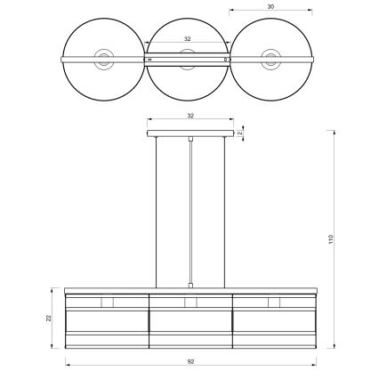 Kattokruunu narulla RIM 3xE27/60W/230V