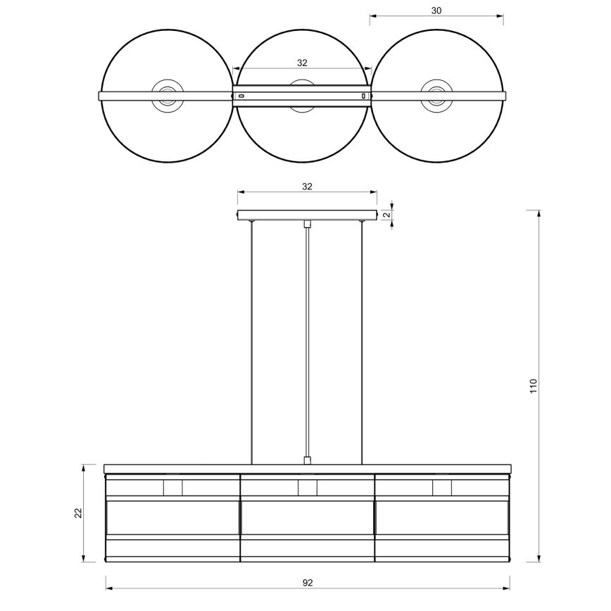 Kattokruunu narulla RIM 3xE27/60W/230V