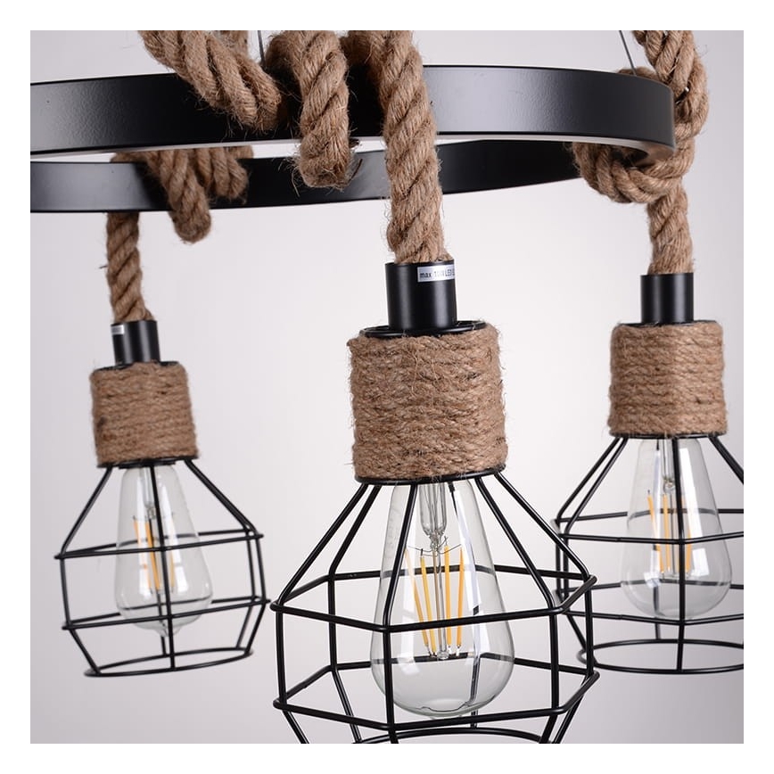 Kattokruunu narulla ROPE ALEGRA 4xE27/10W/230V