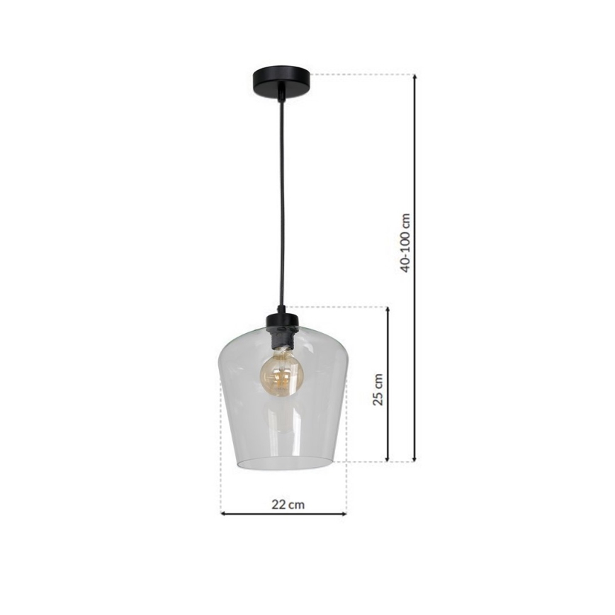 Kattokruunu narulla SANTIAGO 1xE27/60W/230V läpinäkyvä