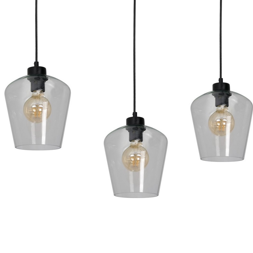 Kattokruunu narulla SANTIAGO 3xE27/60W/230V läpinäkyvä