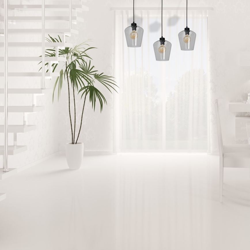 Kattokruunu narulla SANTIAGO 3xE27/60W/230V läpinäkyvä