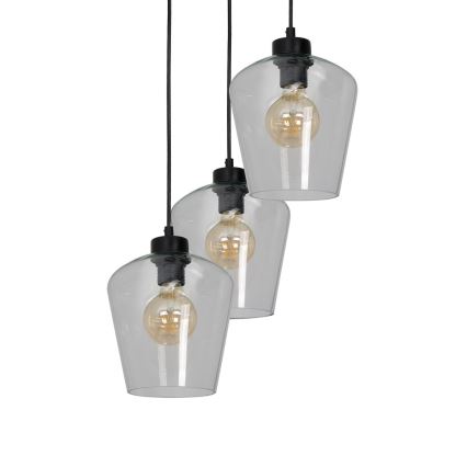 Kattokruunu narulla SANTIAGO 3xE27/60W/230V läpinäkyvä