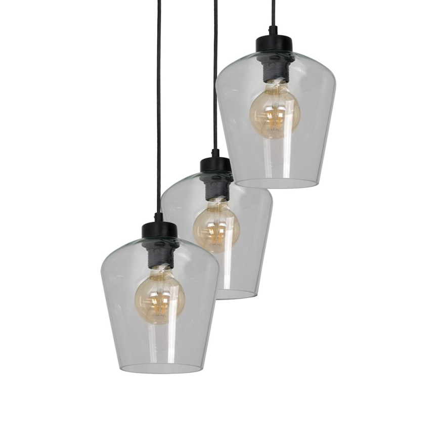 Kattokruunu narulla SANTIAGO 3xE27/60W/230V läpinäkyvä