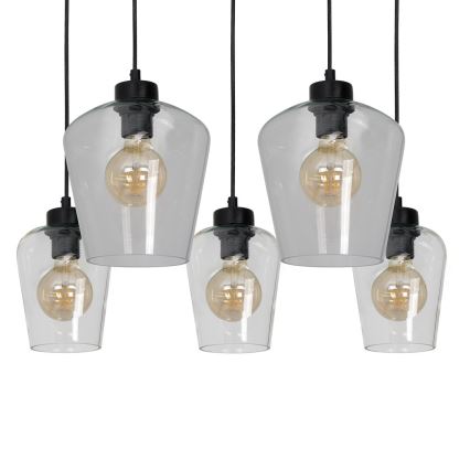 Kattokruunu narulla SANTIAGO 5xE27/60W/230V läpinäkyvä