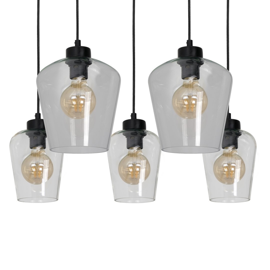 Kattokruunu narulla SANTIAGO 5xE27/60W/230V läpinäkyvä