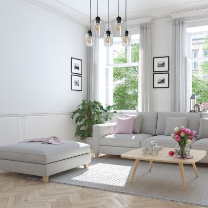 Kattokruunu narulla SANTIAGO 5xE27/60W/230V läpinäkyvä