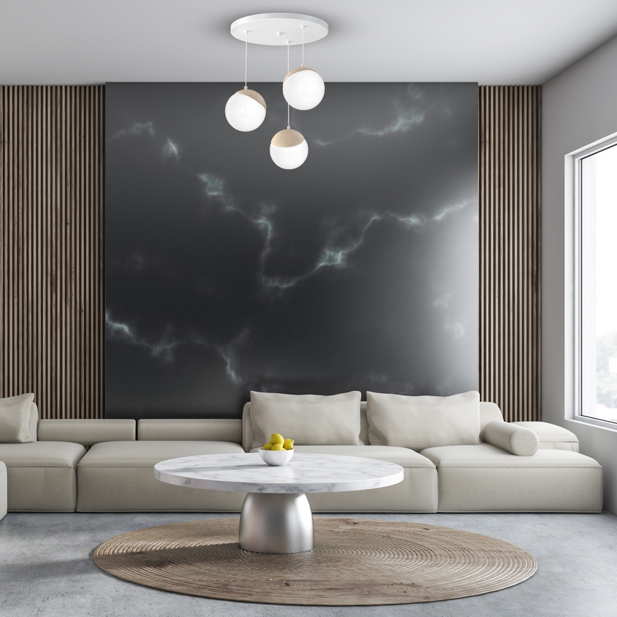 Kattokruunu narulla SFERA WOOD 3xE14/40W/230V