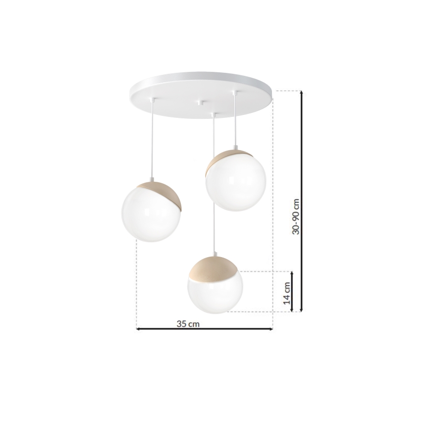 Kattokruunu narulla SFERA WOOD 3xE14/40W/230V