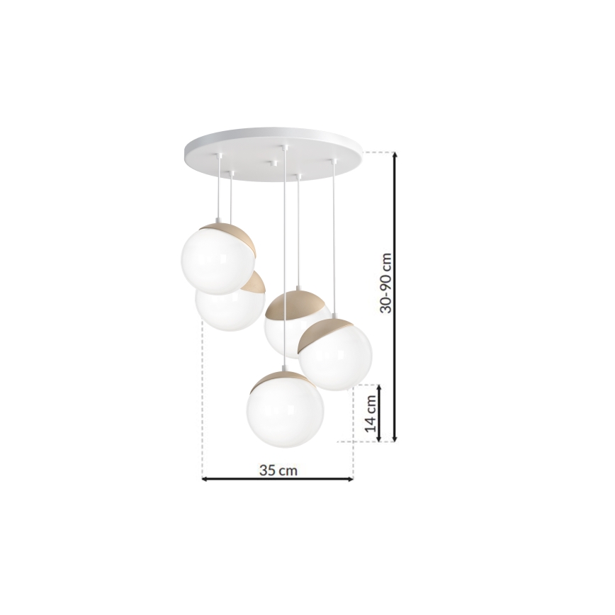 Kattokruunu narulla SFERA WOOD 5xE14/40W/230V