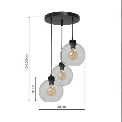 Kattokruunu narulla SOFIA 3xE27/60W/230V läpinäkyvä