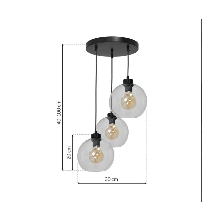 Kattokruunu narulla SOFIA 3xE27/60W/230V läpinäkyvä