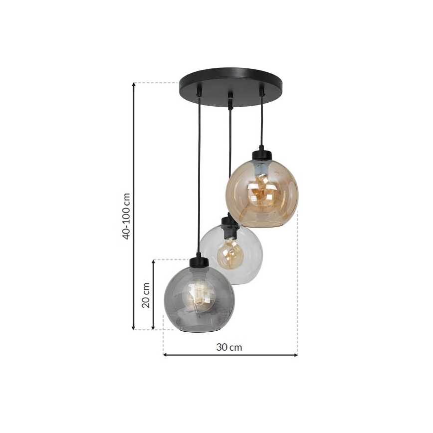 Kattokruunu narulla SOFIA 3xE27/60W/230V mix